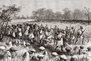 Explorateur Pietro Paolo Savorgnan di Brazza quittant Kalasa, Zambie, de 